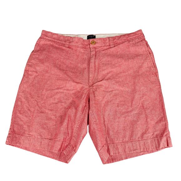 J Crew Gramercy Shorts sz 34 Men Crosshatch Pink Red 8" Preppy Chino Bermudas - Picture 1 of 10